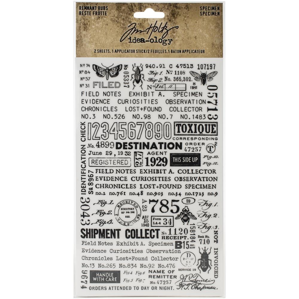 Specimen Remnant Rub Ons by Tim Holtz - NTS