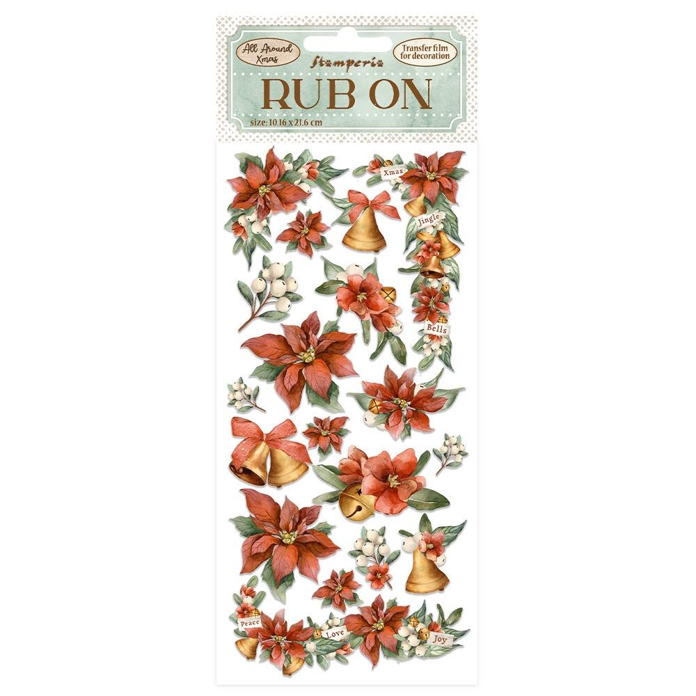 Poinsettia & Bells Rub-On - NTS