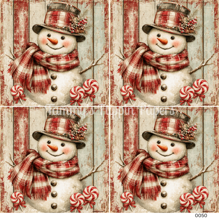 TFP Quad 0050 - Candy Shop Snowman Decoupage Paper