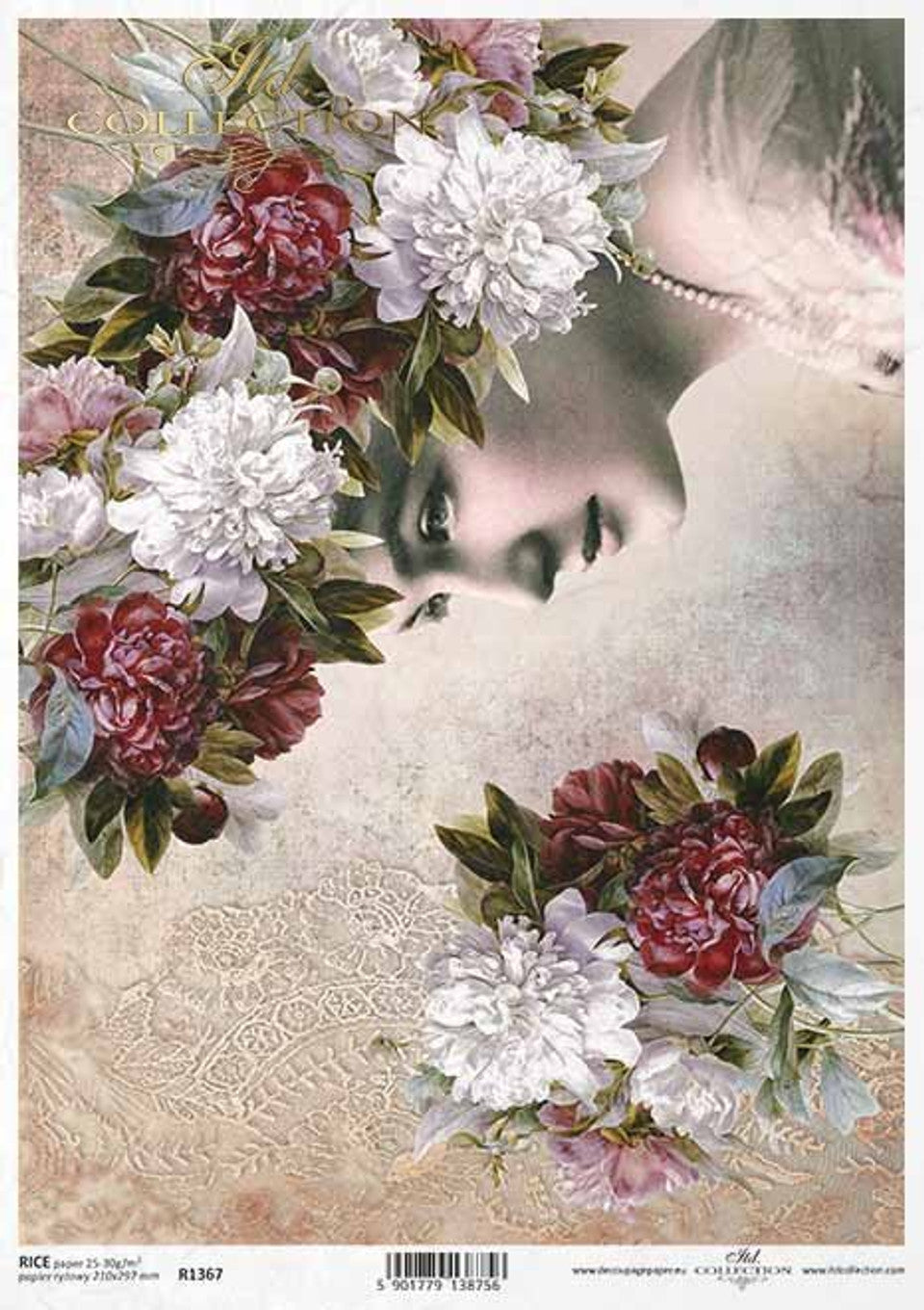 Floral Profile Rice Paper (R1367) - Decoupage Queen