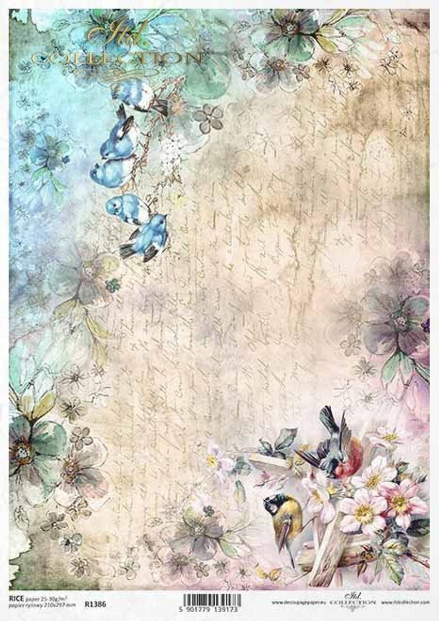 Blue Birds Rice Paper - ITD Collection