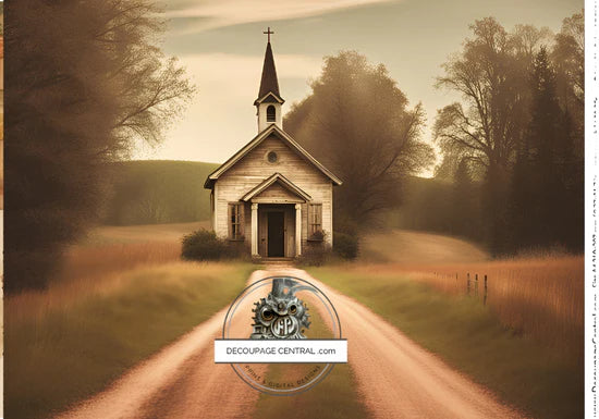 The Church Down the Way Rice Paper (DC156) - Decoupage Central