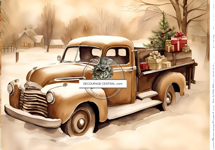 Sepia Truck Rice Paper (DC158)- Decoupage Central
