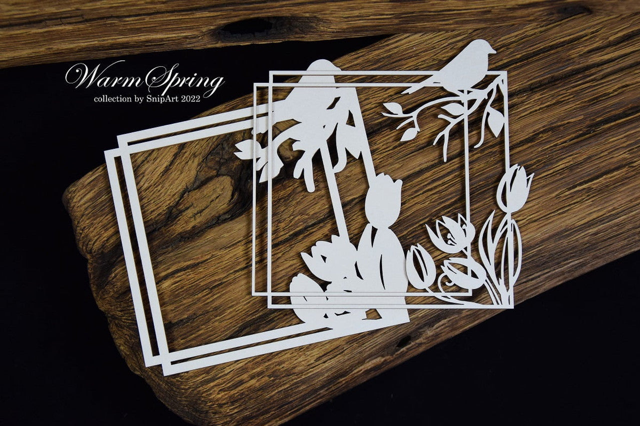 Snipart Chipboard Layered Spring Square Frame - Snipart