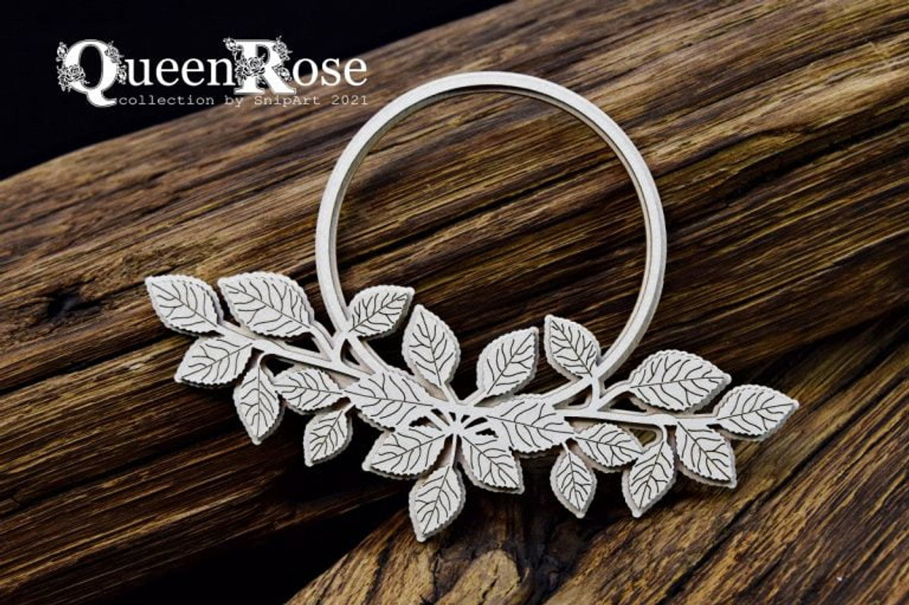 Chipboard Rose Layered Frame with Leaves - SnipArt