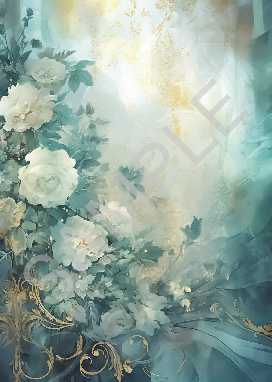 Dreamscape Blue Florals Rice Paper - Calambour