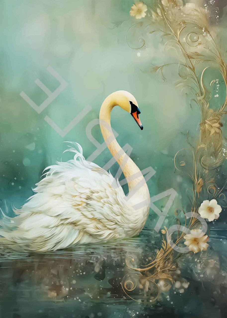 Dreamscape Swan Rice Paper (Right Facing) - Calambour