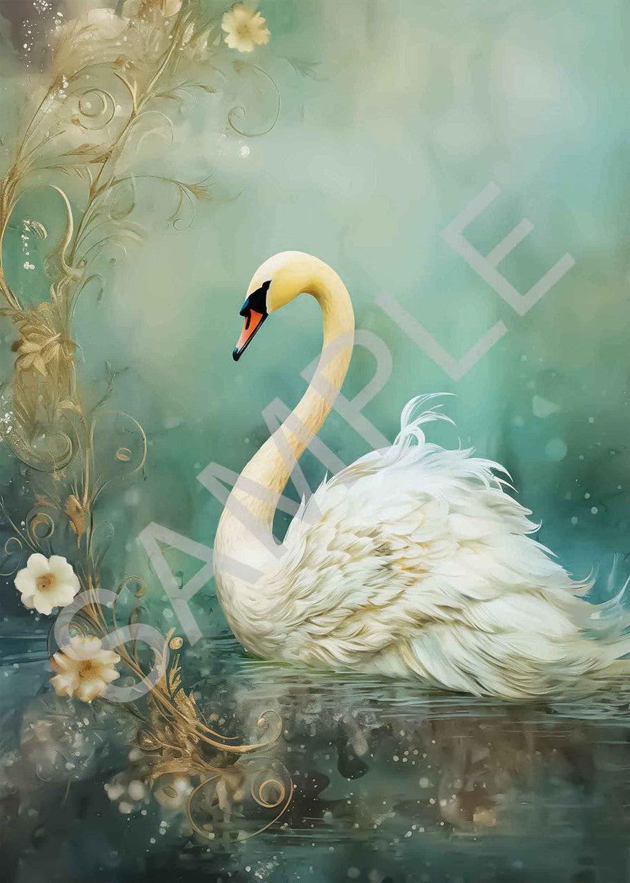 Dreamscape Swan Rice Paper (Left Facing) - Calambour