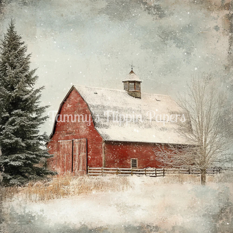 Wintertime Red Barn 1 Tissue Paper - Flippin Furniture