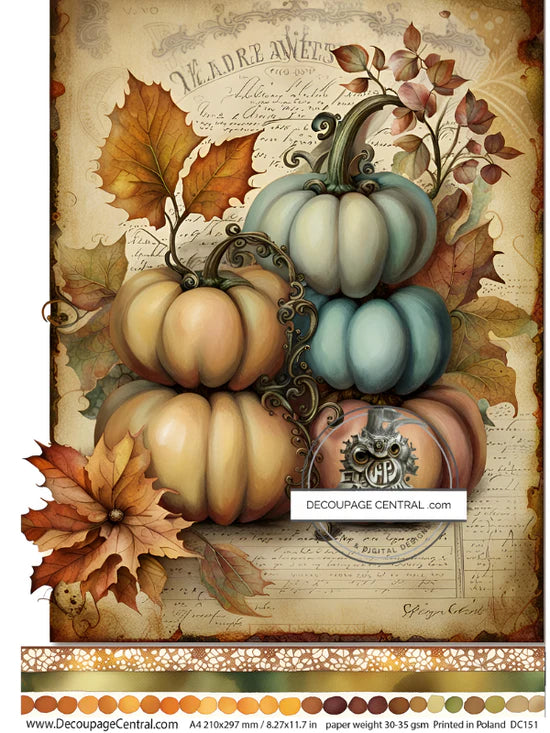 Grand Pumpkins A4 Rice Paper - Decoupage Central