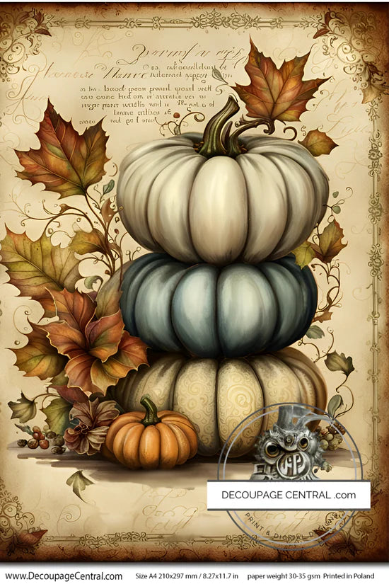 Pumpkins Stacked Rice Paper (DC109) - Decoupage Central