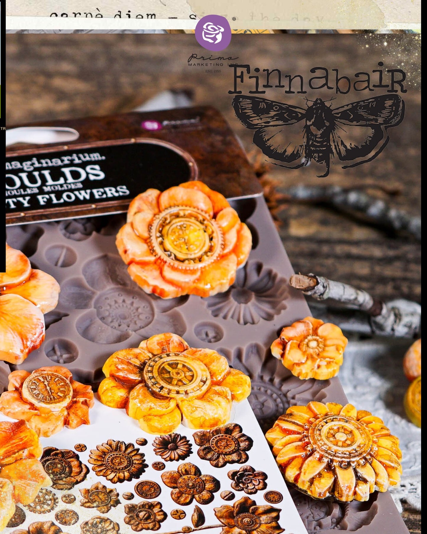 Rusty Flowers Mould by Finnabair - Prima Marketing