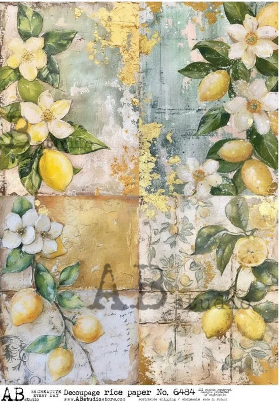 Rustic Lemon Multi (#6484) Rice Paper - AB Studios Decoupage Central