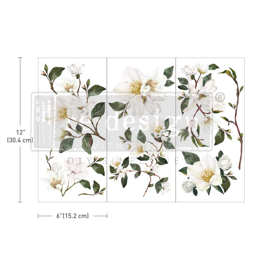 White Magnolia Small Decor Transfer - ReDesign with Prima