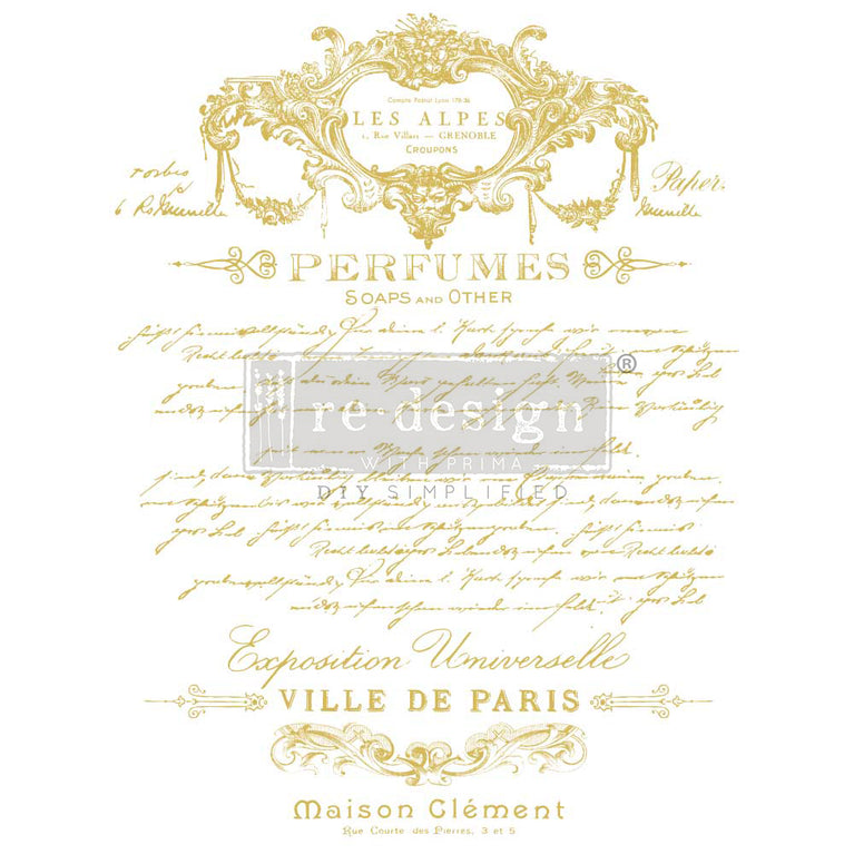 Perfume Notes, Gold Foil by Kacha - ReDesign Decor Transfer