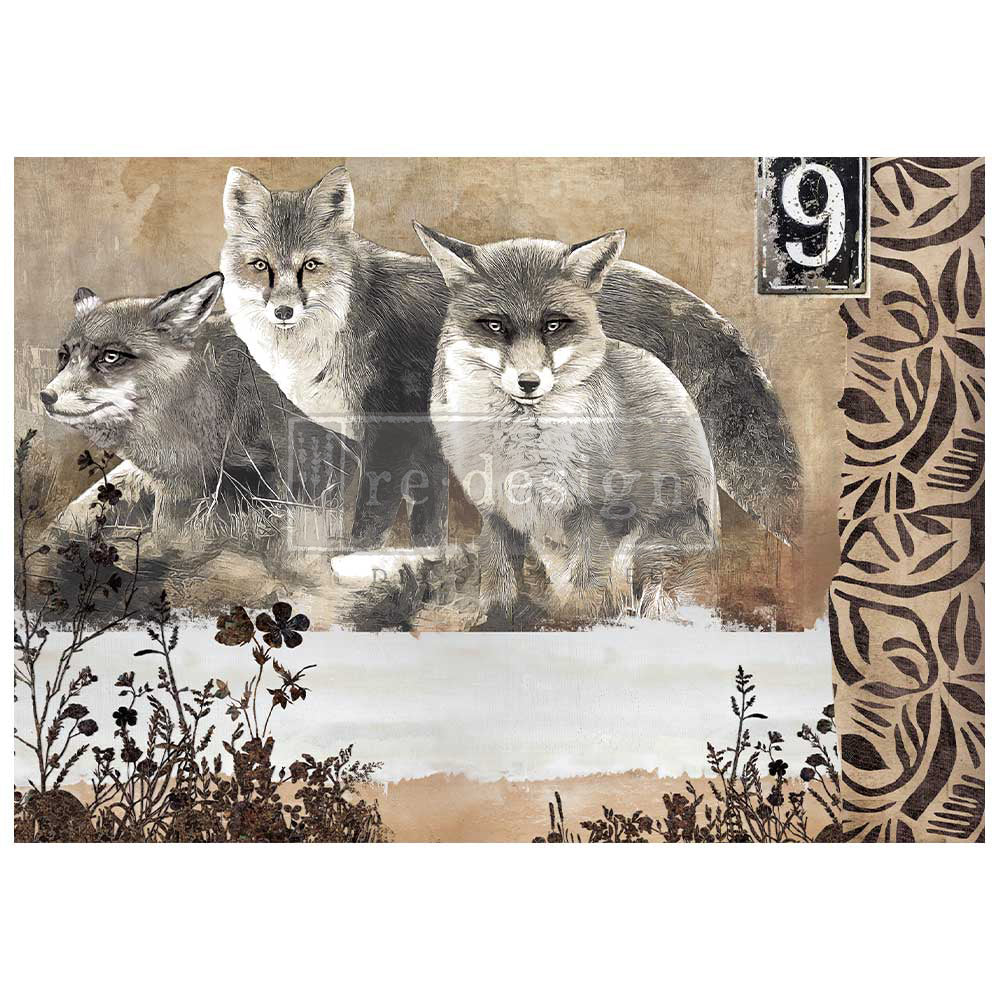 Calm Foxes A1 Decoupage Fiber Paper - ReDesign with Prima