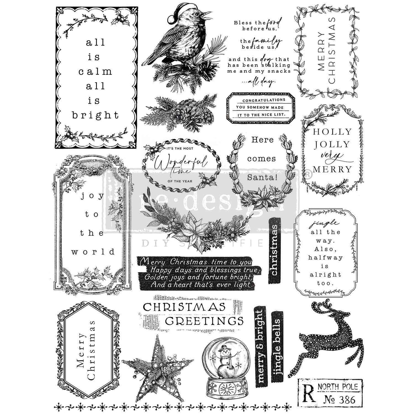 Holly Jolly Decor Clear Stamp - ReDesign with Prima