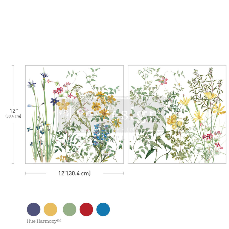 Eclat Floral Maxi Transfer, 12" x 12" - ReDesign with Prima