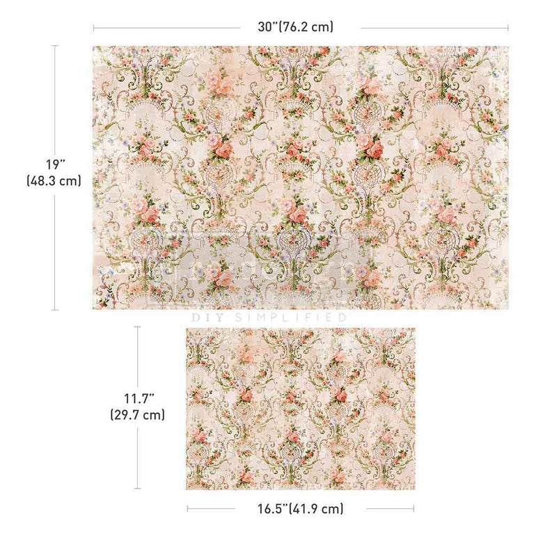 Blushing Bloom Double Delight Decoupage Fiber Paper Set - ReDesign with Prima