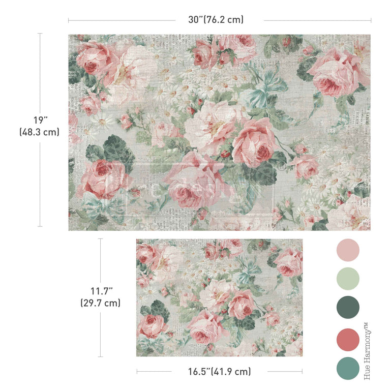 Pink Blossom Bliss Double Delight Decoupage Fiber Paper Set - ReDesign with Prima