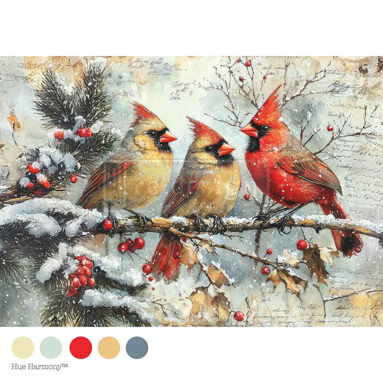 Crimson Noel A4 Decoupage Fiber Paper - ReDesign with Prima