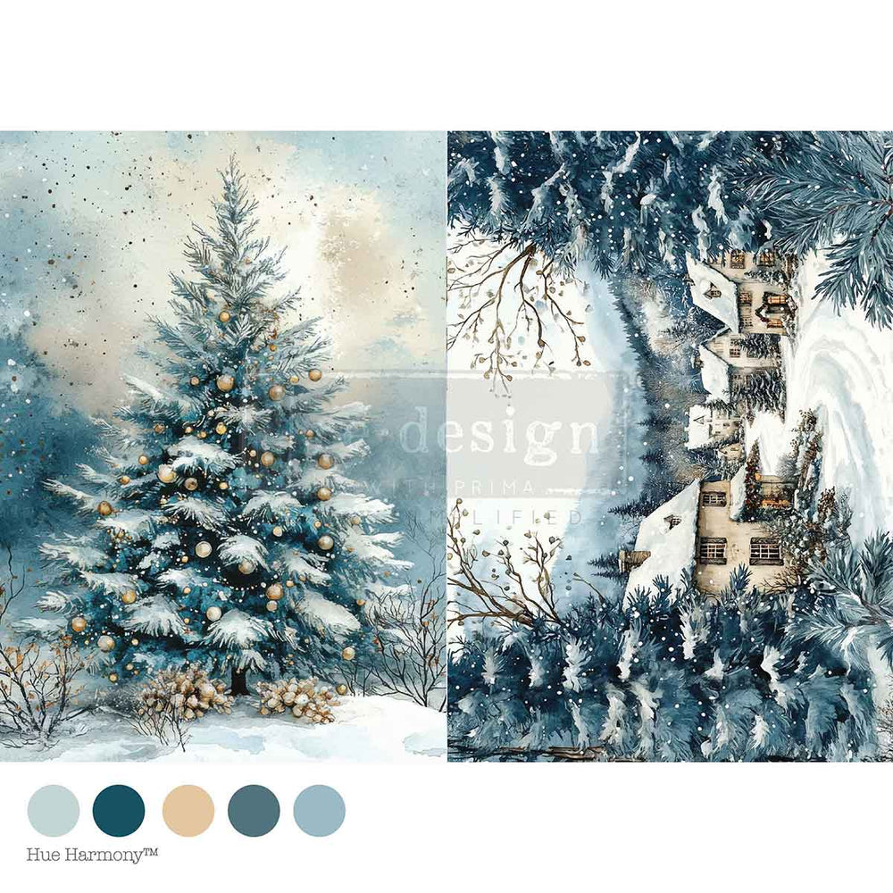 Silent Night Sparkle A4 Decoupage Fiber Paper - ReDesign with Prima