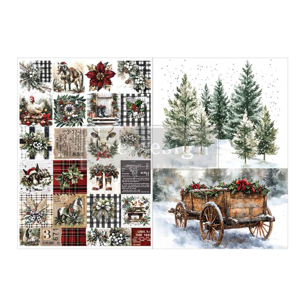 Farmhouse Frost A4 Decoupage Fiber Paper Pack - ReDesign with Prima