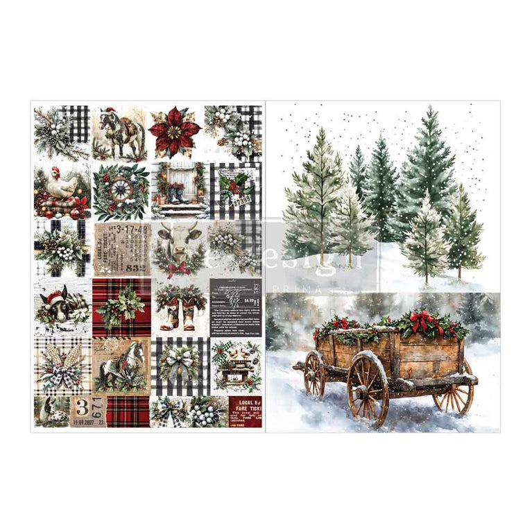 Farmhouse Frost A4 Decoupage Fiber Paper Pack - ReDesign with Prima