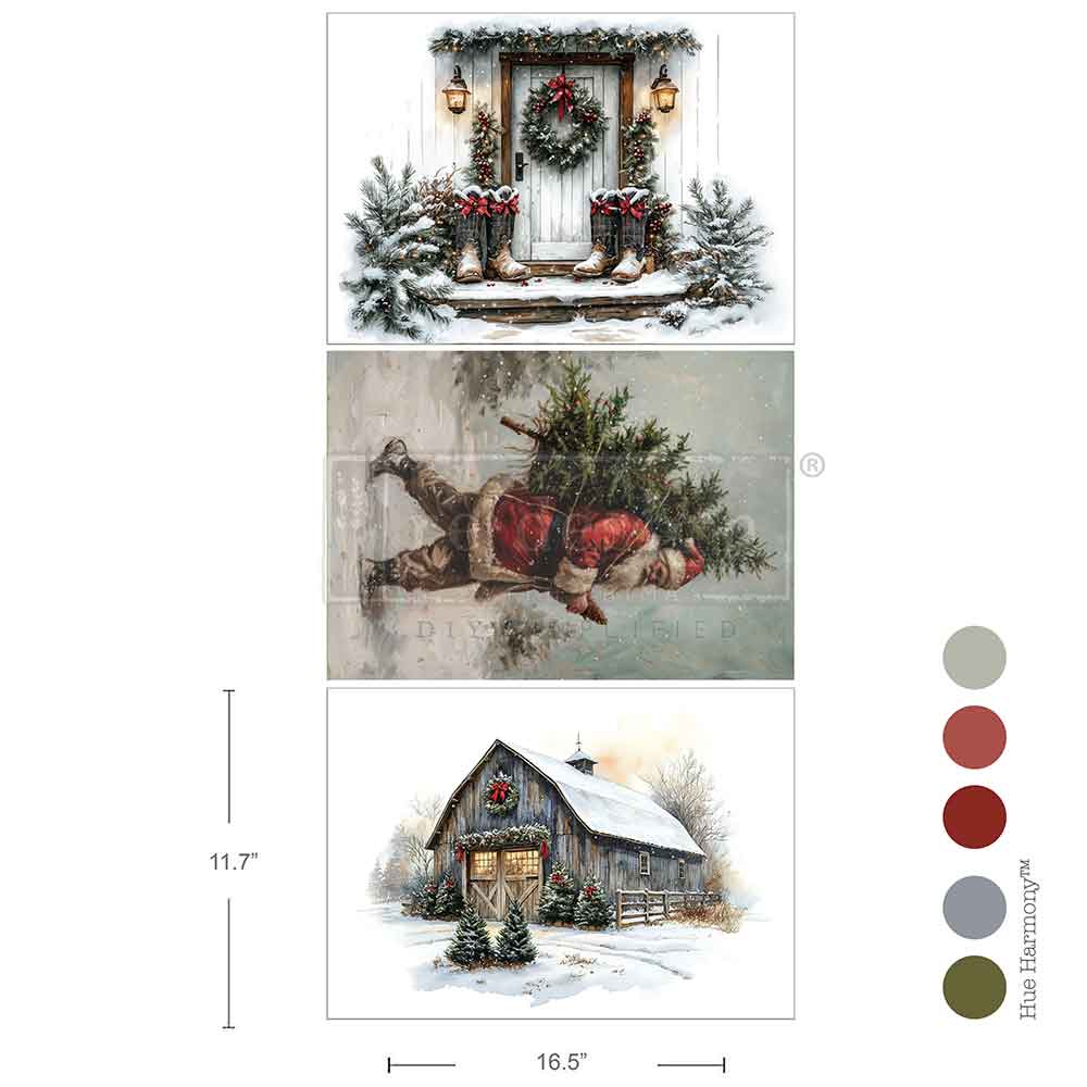 Santa's Woodland Stroll A3 Decoupage Fiber Pack - ReDesign with Prima