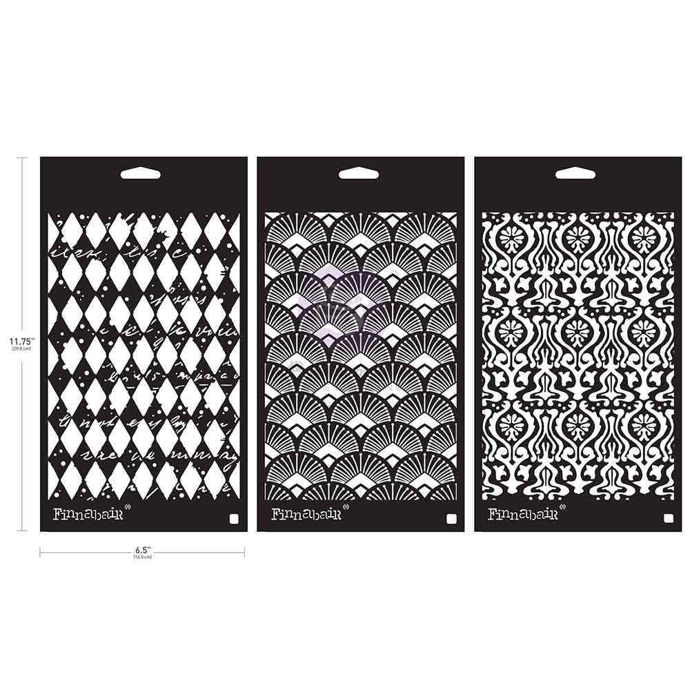 Decadent Walls Stencil Set (3 Stencils) by Finnabair - Prima Marketing