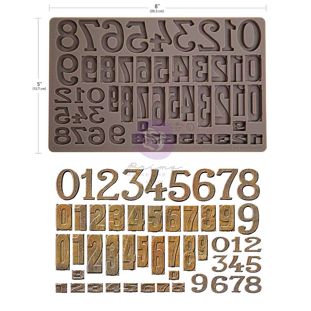 Letterpress Numbers Mould by Finnabair - Prima Marketing