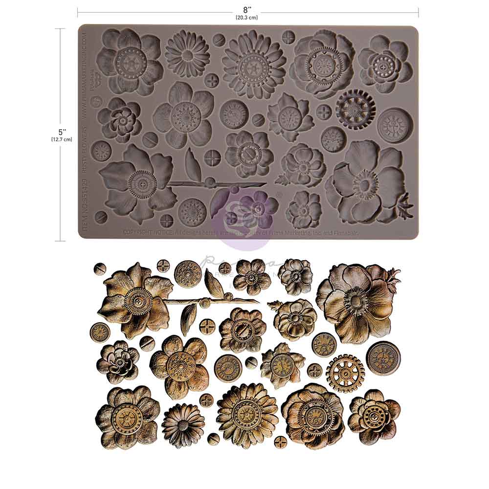 Rusty Flowers Mould by Finnabair - Prima Marketing