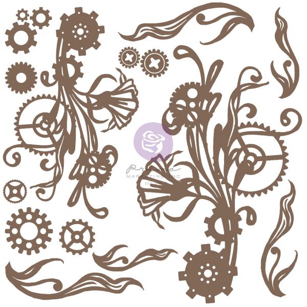 Finnabair Chipboard Diecut - Mechanical Flourishes - 16 pcs - Prima Marketing