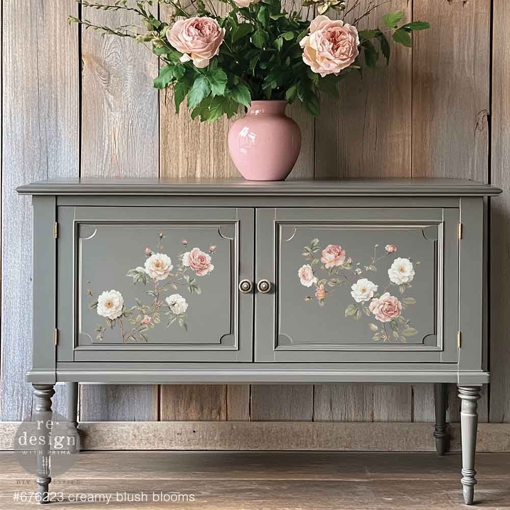 Creamy Blush Blooms Middy Decor Transfer - ReDesign with Prima
