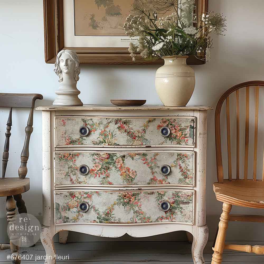 Jardin Fleuri Double Delight Decoupage Fiber Paper Set - ReDesign with Prima
