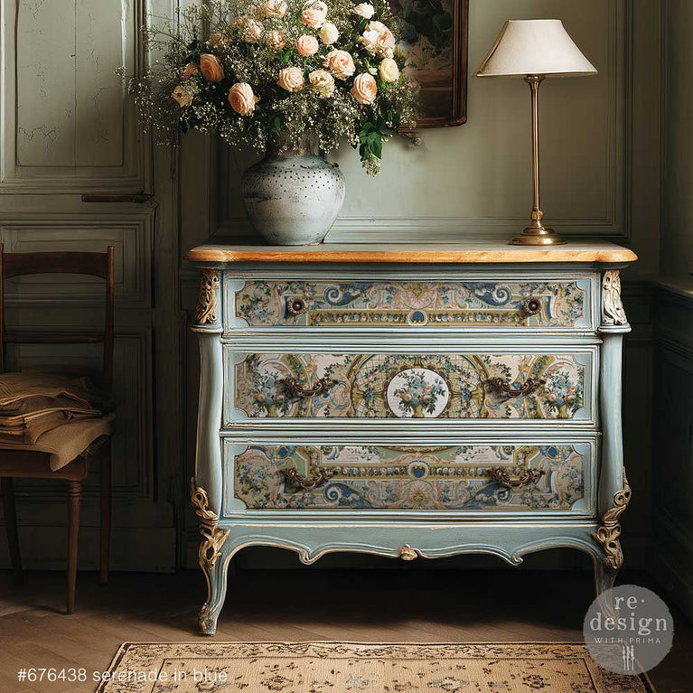 Serenade in Blue Double Delight Decoupage Fiber Paper Set - ReDesign with Prima