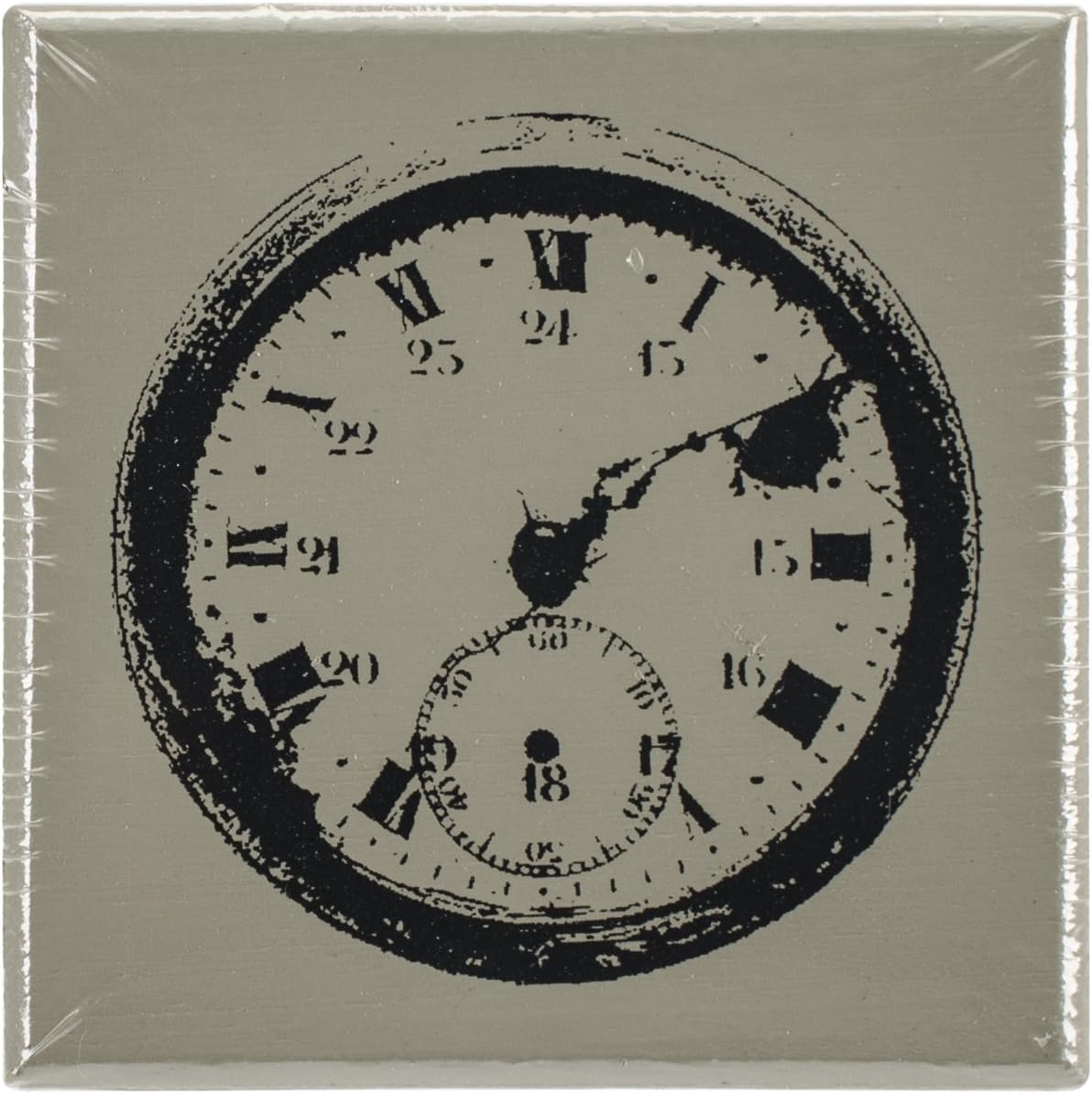 Wood Mounted Vintage Clock Stamp - Prima Marketing