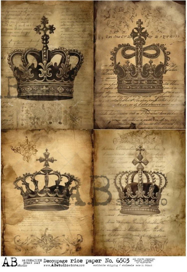 Parchment Crown Quad (#6503) Rice Paper - AB Studios Decoupage Central