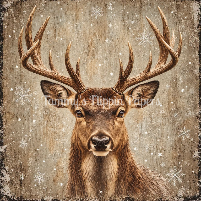 Antlers & Snowflakes Decoupage Paper - Flippin Furniture