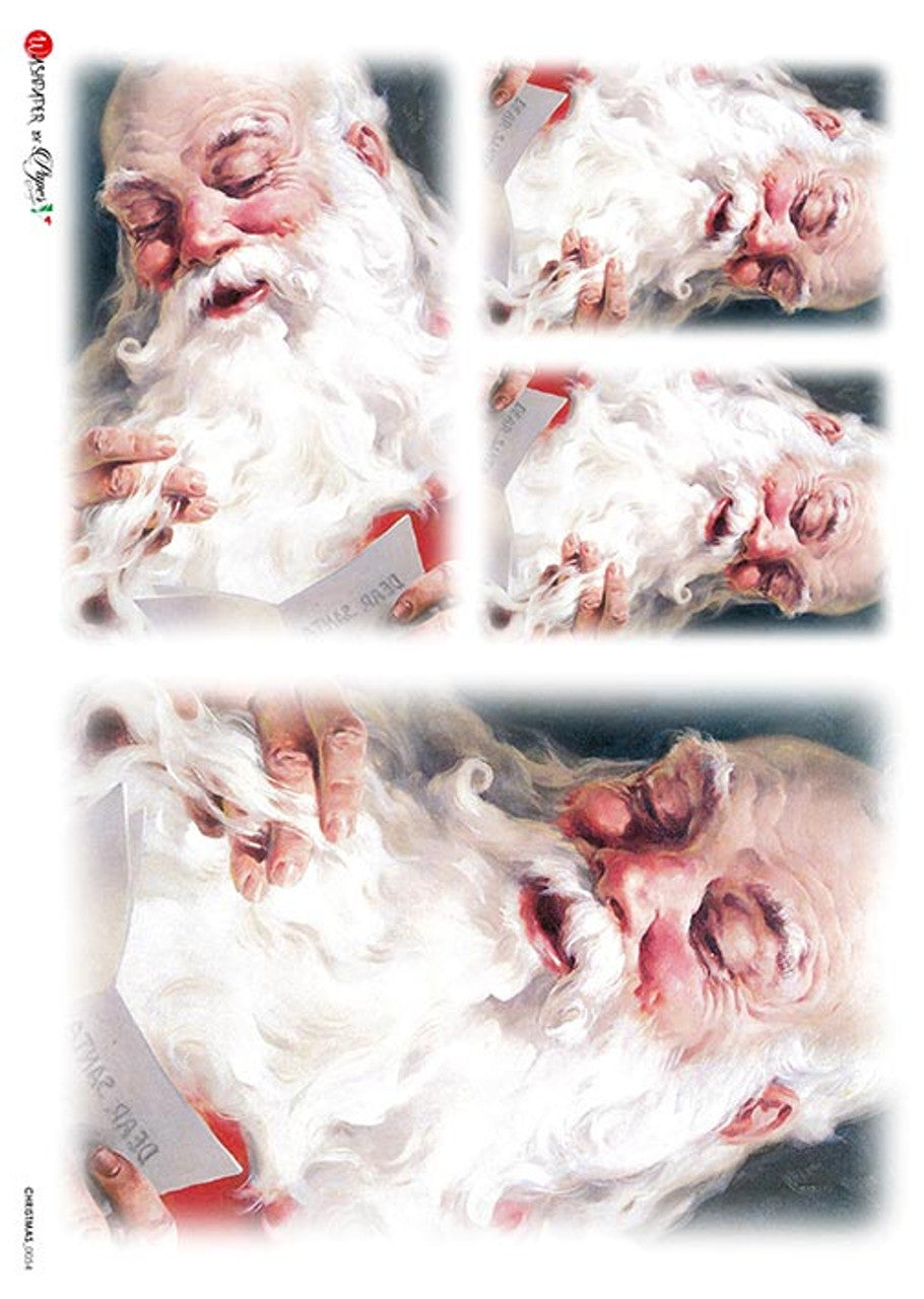Christmas 0054 - Santa Reading Paper Letters Rice Paper - Paper Designs Decoupage Queen