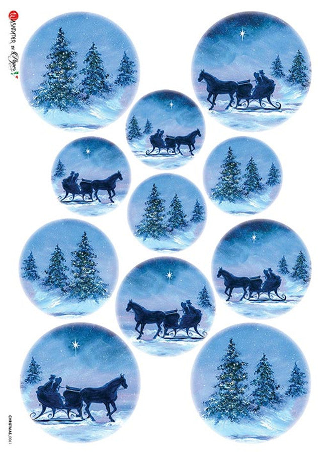 Christmas 0061 - Dashing Through the Snow Rounds Rice Paper - Paper Designs