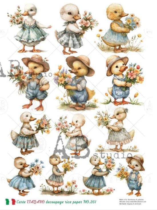 Farmer Ducks Multi (#261) Rice Paper - Carte Italiano