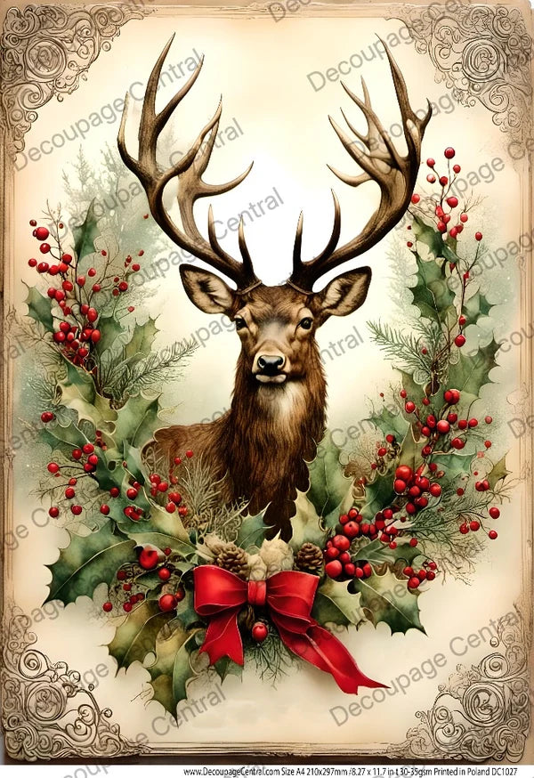 Christmas Stag Rice Paper (DC1027) - Decoupage Central