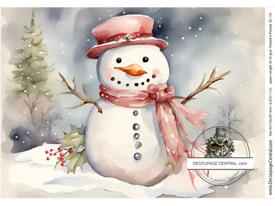 Snowman A4 Rice Paper - Decoupage Central