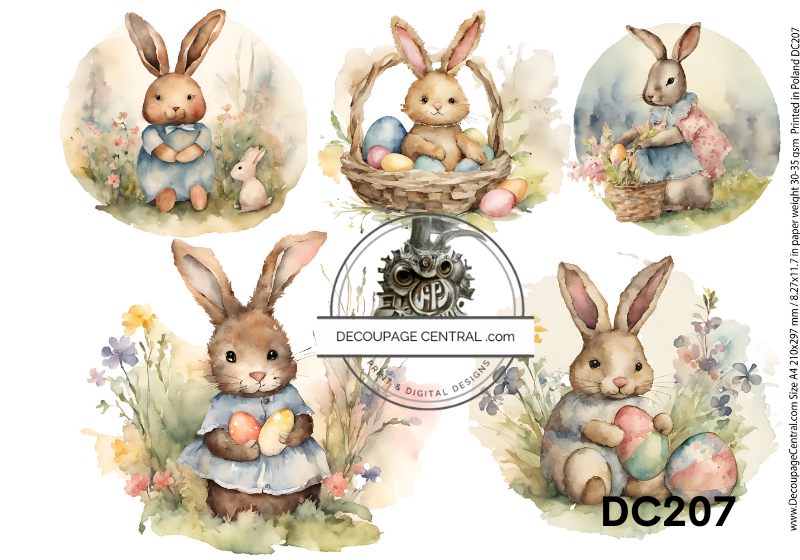 Primitive Bunnies Rice Paper (DC207) - Decoupage Central
