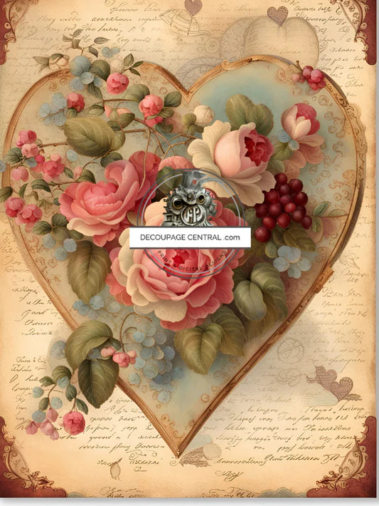 Victorian Heart A4 Rice Paper - Decoupage Central