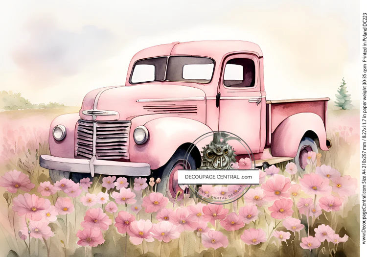 The Pink Truck Rice Paper (DC223)- Decoupage Central
