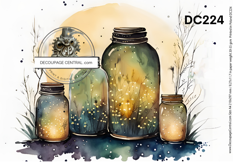 Fireflies in Jars Decoupage Paper (DC224)- Decoupage Central