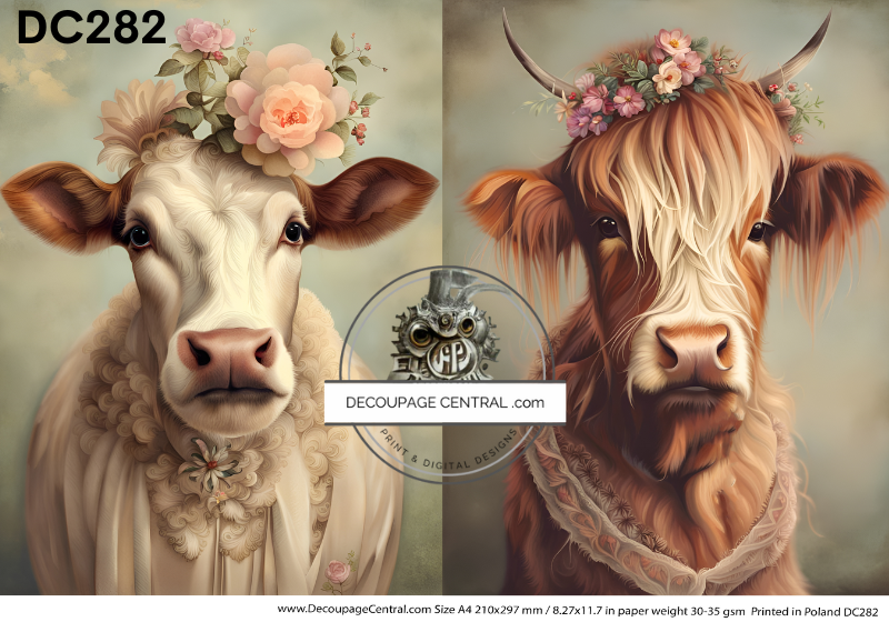 Dressed Up Cows Rice Paper (DC282)- Decoupage Central