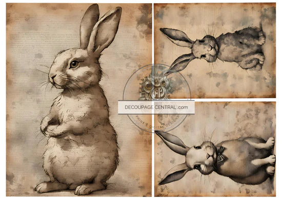 News Bunnies Rice Paper - Decoupage Central